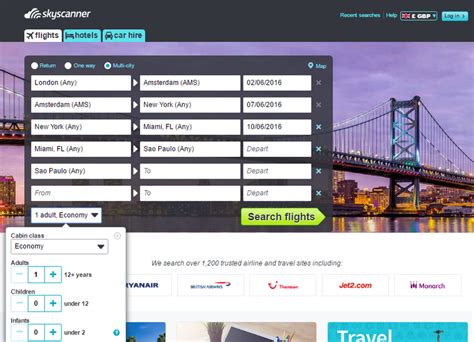 skyscanner multiple destinations.